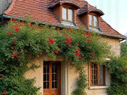 Photo of a charming, traditional French gîte with flowering vines, representing hand-picked accommodation booking service.